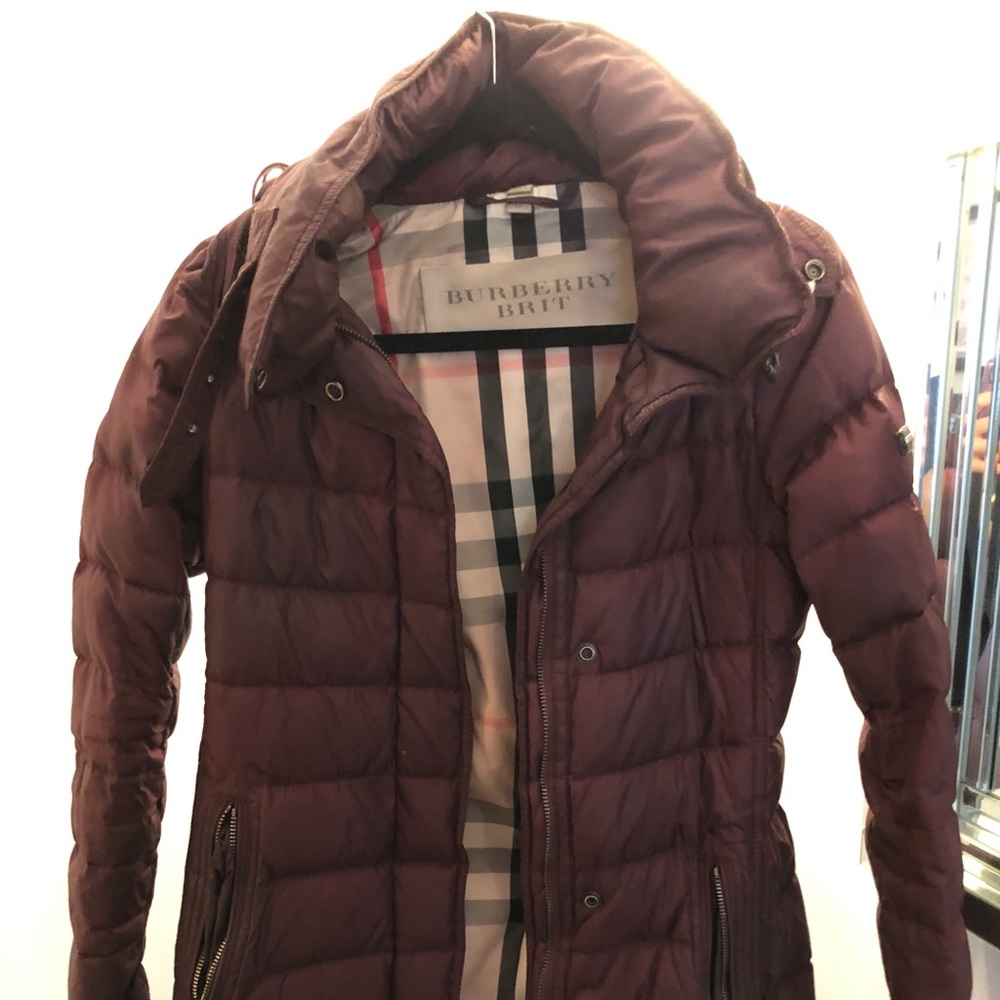 Burberry Brit burgundy down coat size xs (2015)